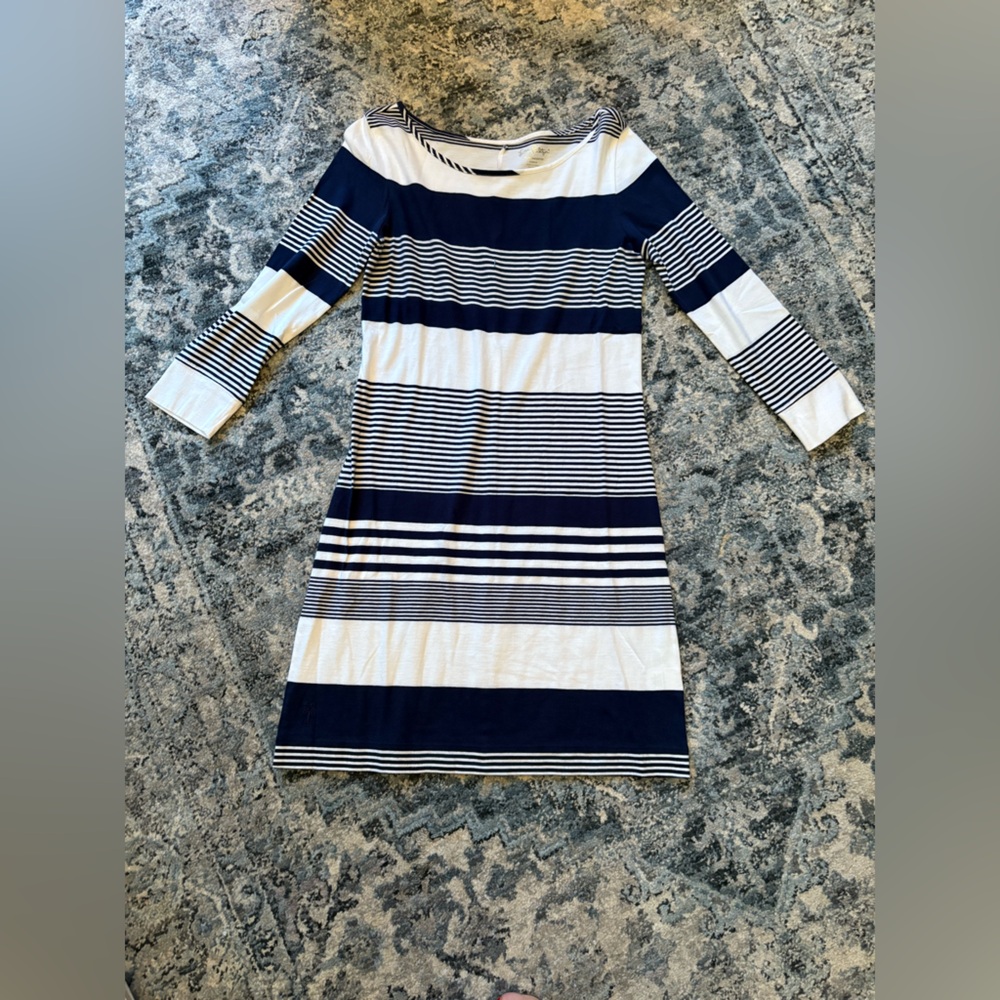 Lilly Pulitzer Navy and White Striped Long Sleeve Dress